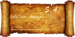 Sátor Ambrus névjegykártya